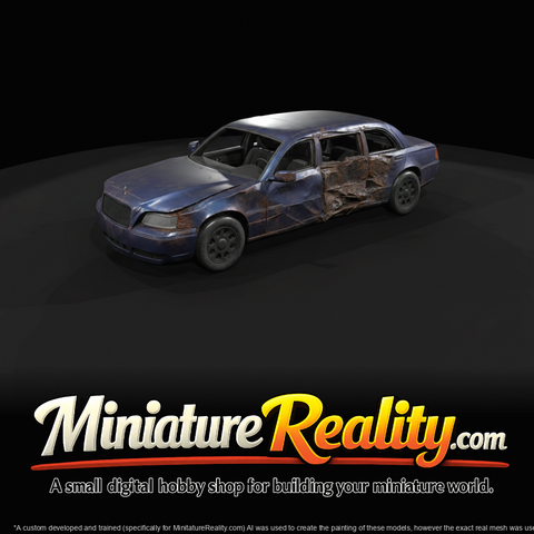 Wrecked modern limousine