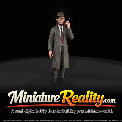 1940s Mobster Miniature — Trenchcoat & Fedora