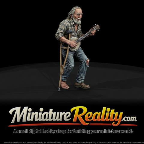 Southern American Male Figure (1970) — Old Man with Crutches and Banjo