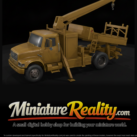Flatbed Crane Truck miniature, three-quarter view