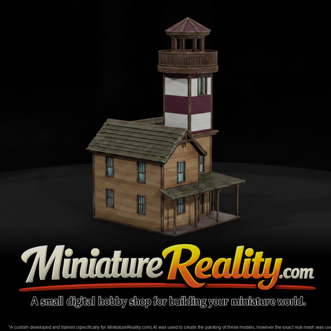 Model Lighthouse House, three-quarter view