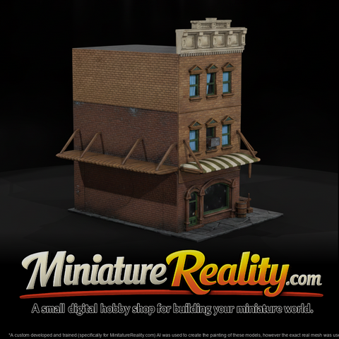 Model Meat Market Building, three-quarter view