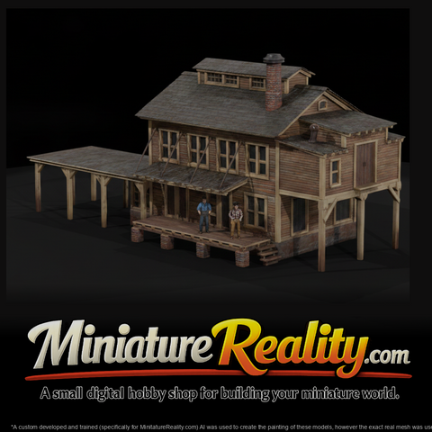Model Railroad Freight House, three-quarter view