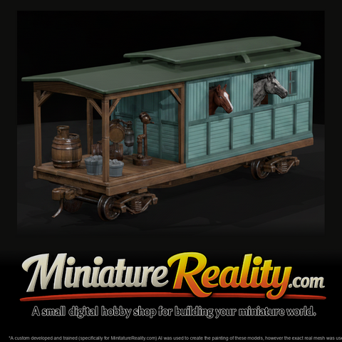 Model Train Horse Car, three-quarter view