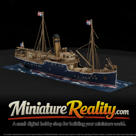 Old Steamship Model, three-quarter view