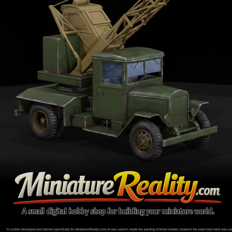 Old Truck Mounted Crane miniature, three-quarter view