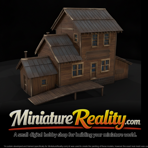 Old Wooden Model Building, three-quarter view