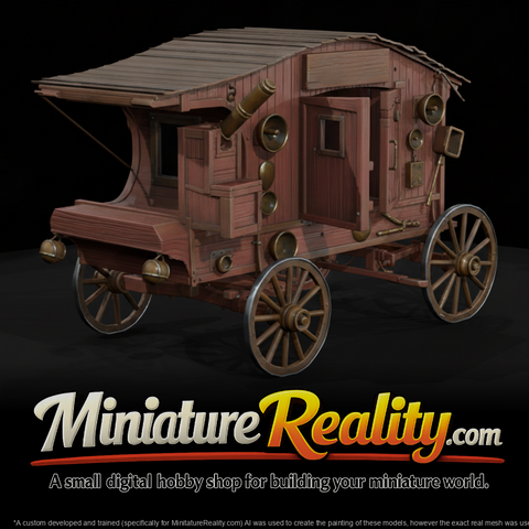 Old Wooden Wagon miniature, three-quarter view