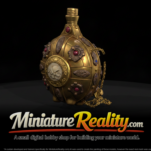 Ornate Jeweled Flask miniature, three-quarter view