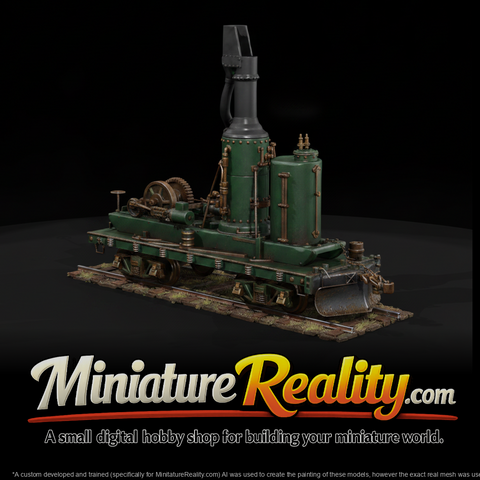 Rail Mounted Steam Logging Machine miniature, three-quarter view