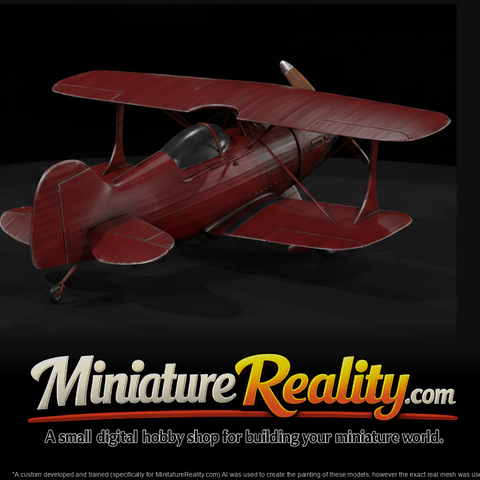 Red Acrobatic Biplane miniature, three-quarter view