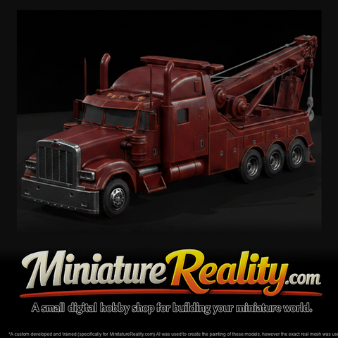 Red Heavy Duty Wrecker miniature, three-quarter view