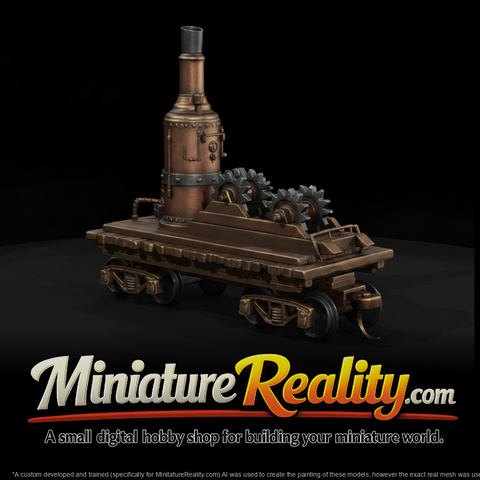 Steampunk Train Car miniature, three-quarter view