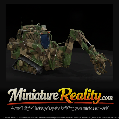 Tracked Robot Grapple miniature, three-quarter view