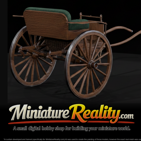 Two Wheeled Horse Carriage miniature, three-quarter view