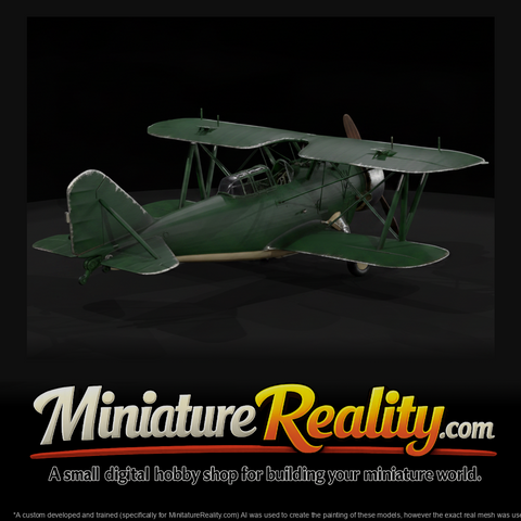 Vintage Flying Biplane miniature, three-quarter view