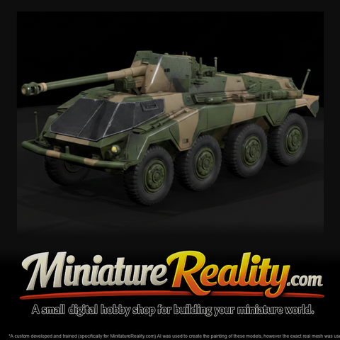 Wheeled Armored Tank Destroyer miniature, three-quarter view