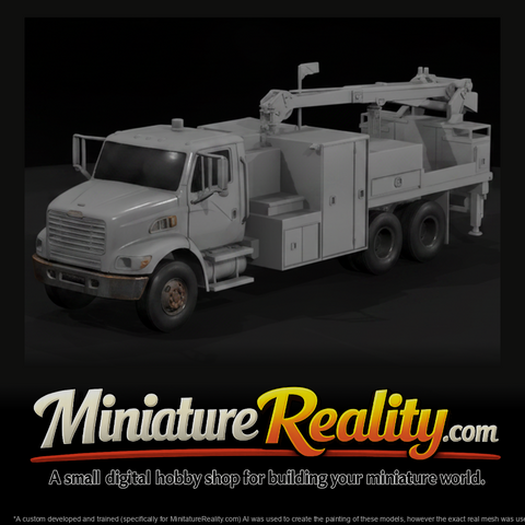 White Crew Cab Crane Truck miniature, three-quarter view