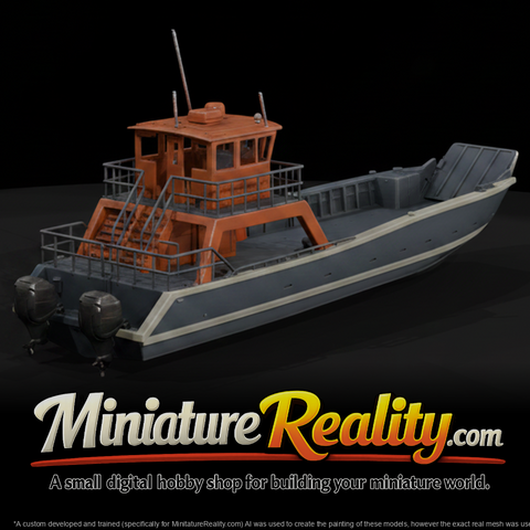 Coastal Landing Craft Workboat miniature, three-quarter view