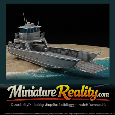 White Landing Craft Beach miniature, three-quarter view