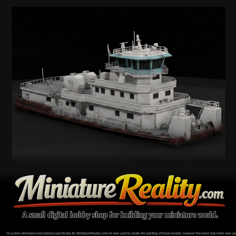 White River Towboat miniature, three-quarter view