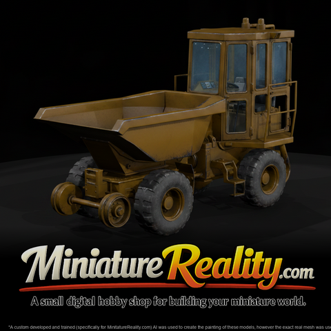 Yellow Construction Dump Truck miniature, three-quarter view