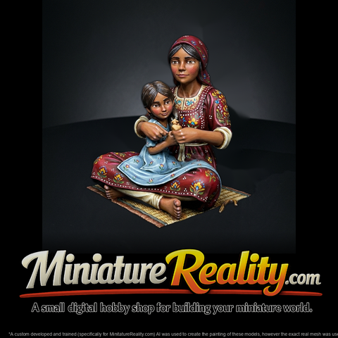 3D-Printable Stylized Folk Mother & Daughter Figurine