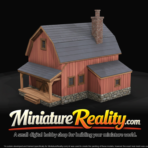 Wooden Barn on Stone Base