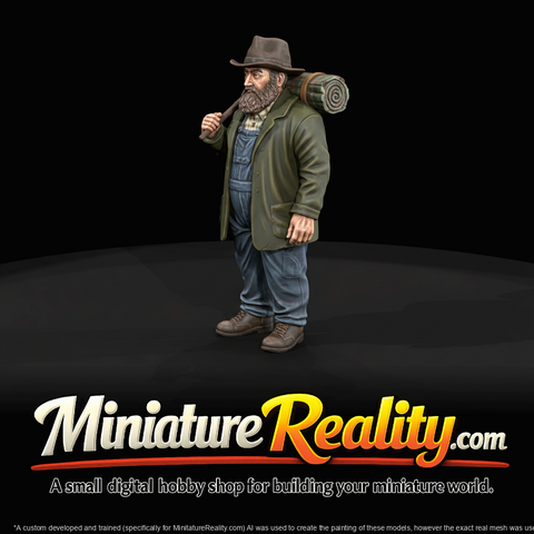 Hobo with bedrole over shoulder