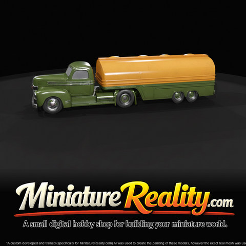 streamlined tanker truck with attached trailer