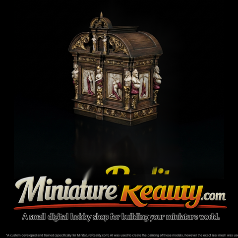 Baroque Carved Cabinet Miniature 6 1:87 HO for Dioramas