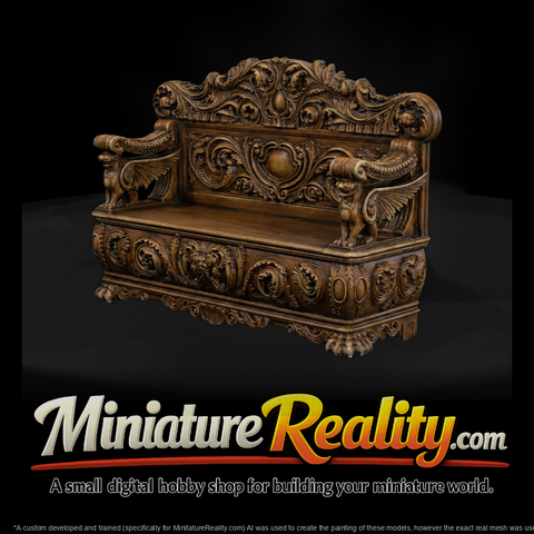 Baroque Carved Griffin Bench & Displays