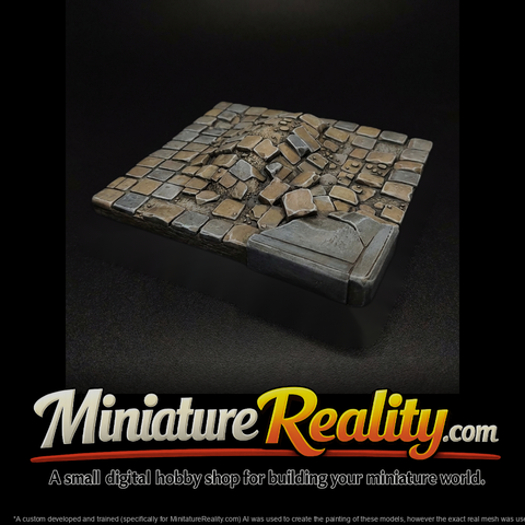 Damaged Cobblestone Street Tile & Railroads