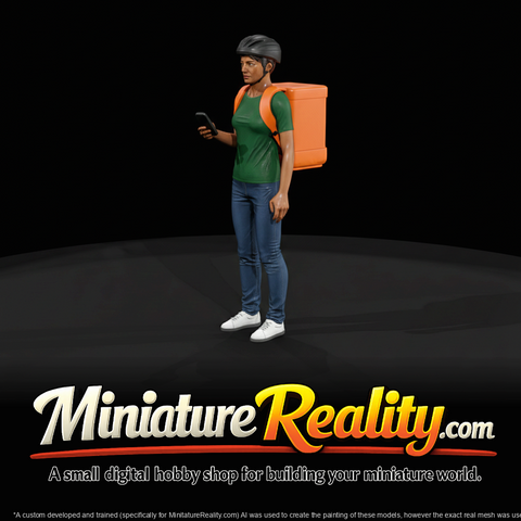 Modern Delivery Worker Figure (2020s) — Food Delivery Cyclist
