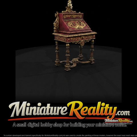 Ornate Baroque Secretary Desk