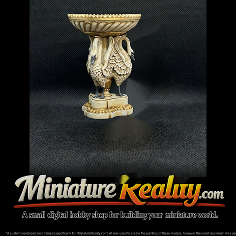Ornate swan pedestal decorative bowl and display