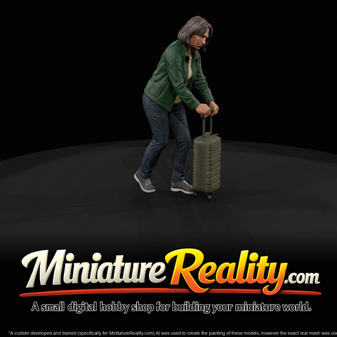 PASSENGERS WITH LUGGAGE WAITING MODERN Woman