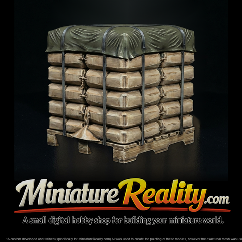 Pallet of Stacked Cement Sacks with Tarp