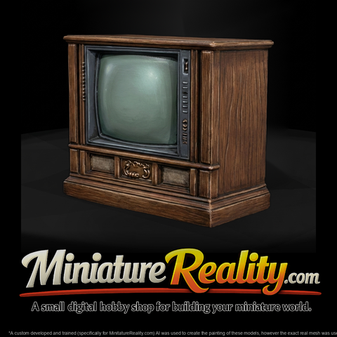 Vintage Wooden Console CRT TV — Prop