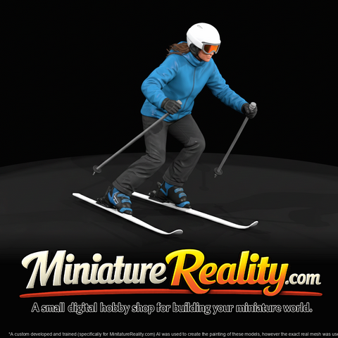 Winter Skier Figure (estimated) — Woman on skies doing a downhill run
