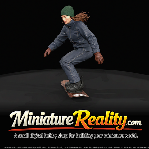 Winter Skier Figure (estimated) — Woman Snowboarding Downhill