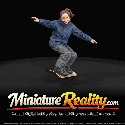 Winter Skier Figure (estimated) — Young Woman Snowboarding Doing Tricks