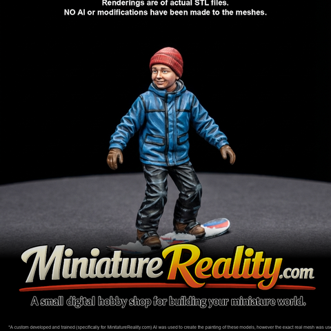 Winter Skier Figure (estimated) — Young boy on Snowboard