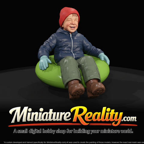 Winter Skier Figure (estimated) — Young Boy On Snow Tube
