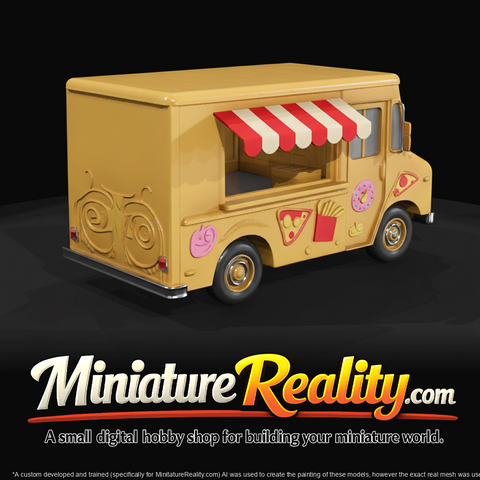 cartoon-stylized food truck toy / display model