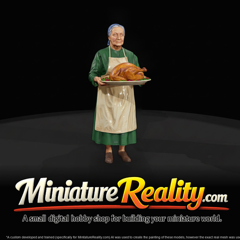 Amish Woman with Roasted Turkey Miniature