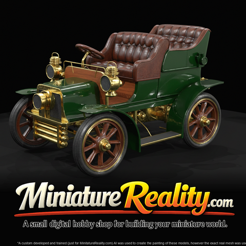 Brass-Era Touring Car miniature, three-quarter view