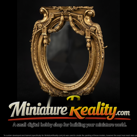 Baroque Oval Mirror Frame — Ornate Rococo Miniature (HO /