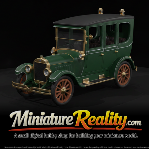 Brass-Era Touring Car Miniature, three-quarter view