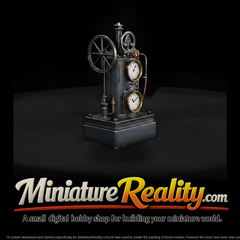 Antique Engine Clock miniature, three-quarter view